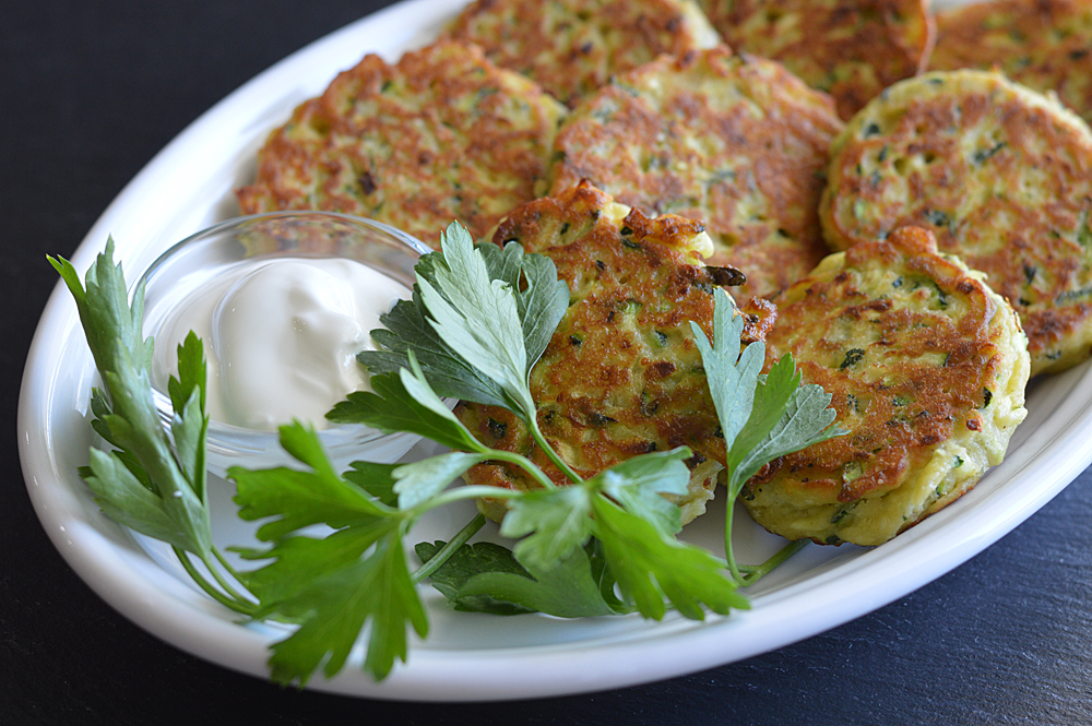 Close up of Zucchini Chickpea Fritters
