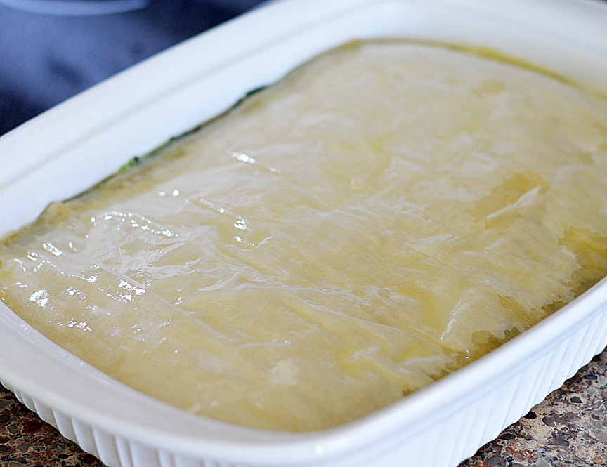 completed layers for Spanakopita {Vegan}