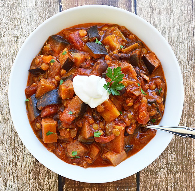 Lentil Black Bean Eggplant Chili Vegan Theveglife