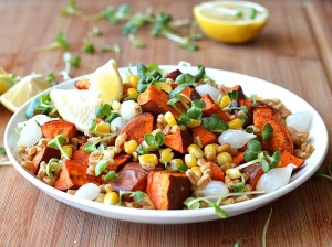 Roasted Sweet Potato and Farro Salad - TheVegLife