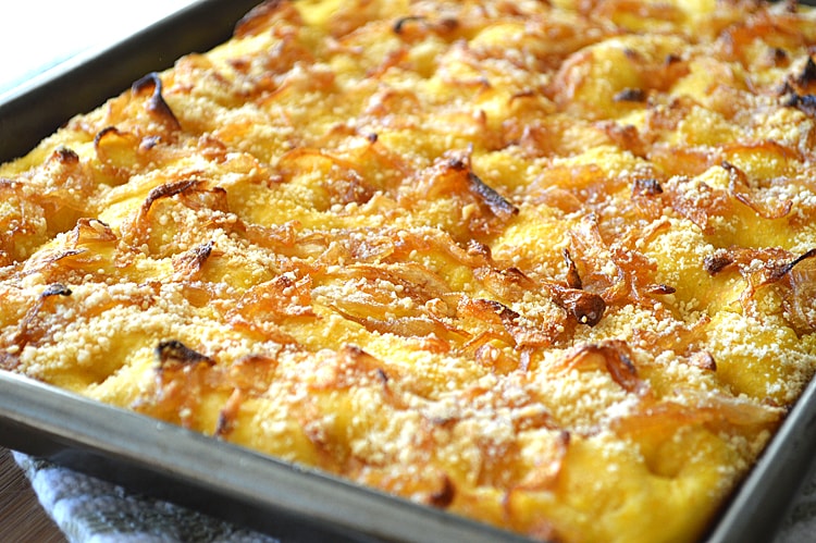 Butternut Squash Focaccia with Caramelized Onions