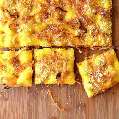 Butternut Squash Focaccia with Caramelized Onions