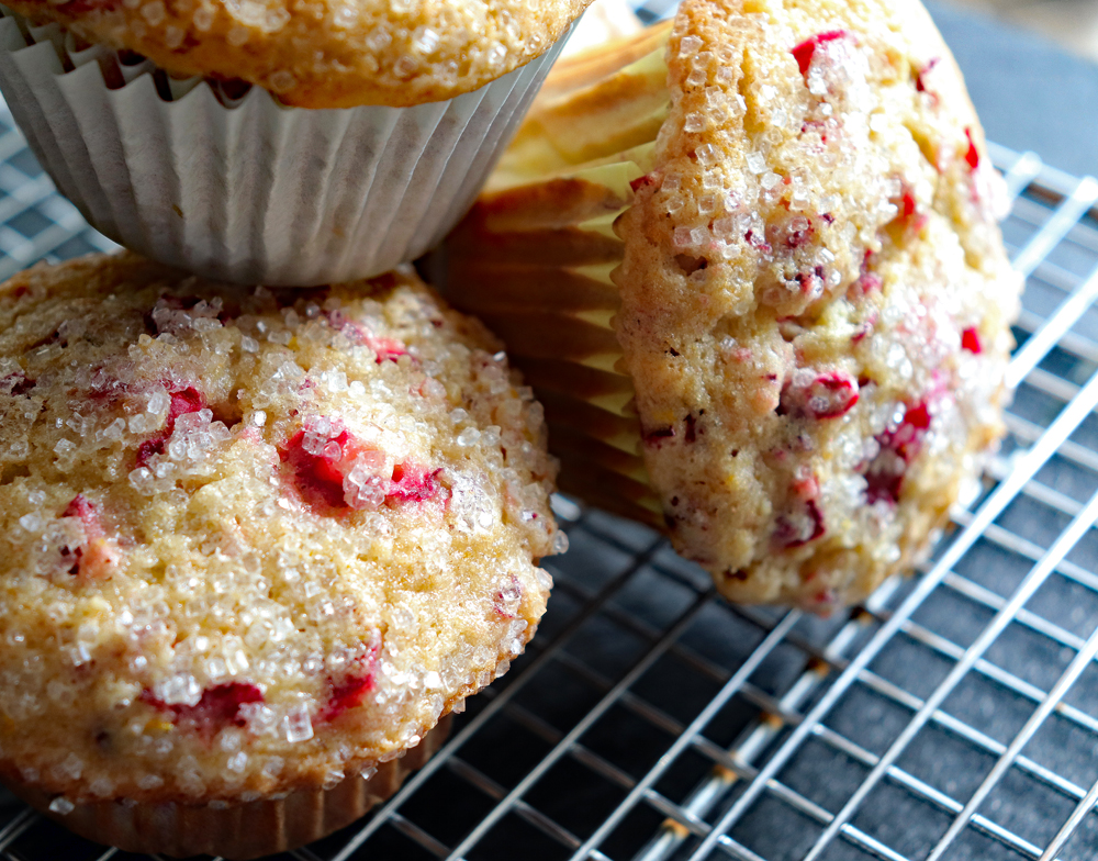 Close up of stacked muffins