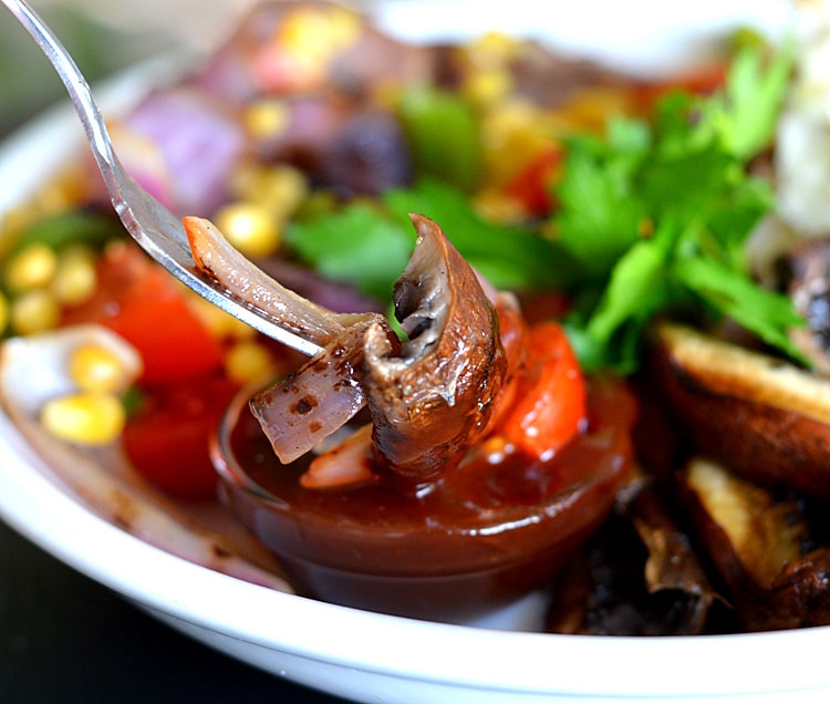 Grilled Portobello Steak with Tomato Corn Relish 