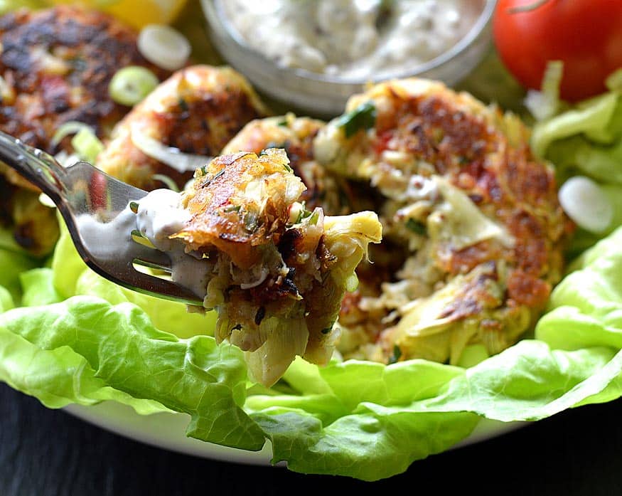 Vegan Artichoke Cakes with Homemade Tartar Sauce