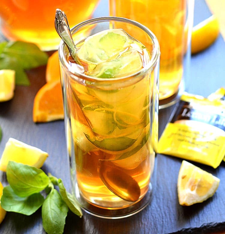 Sparkling Basil Lemonade Iced Tea