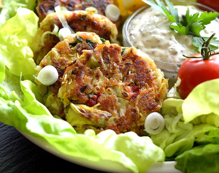 Vegan Artichoke Cakes with Homemade Tartar Sauce