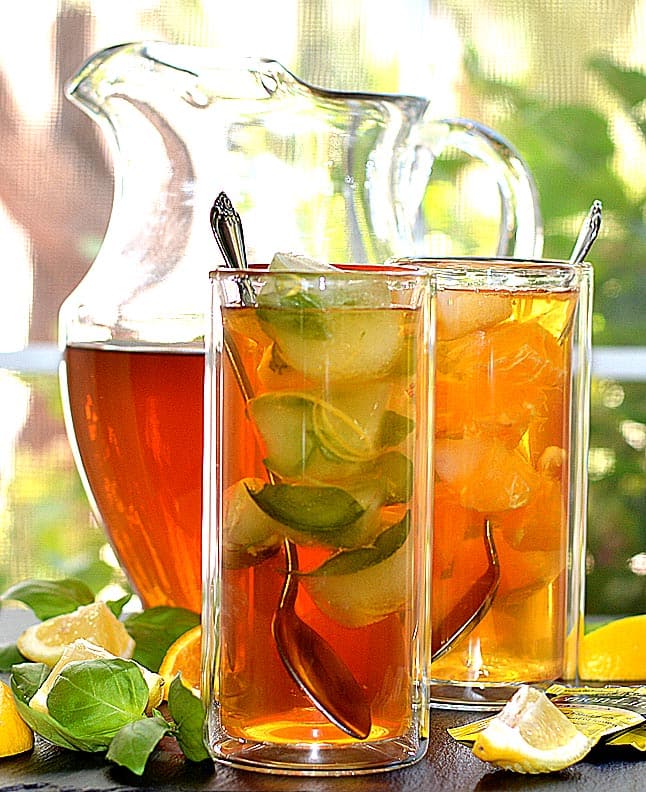 Sparkling Basil Lemonade Iced Tea