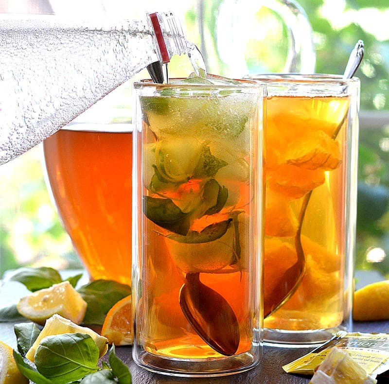 Sparkling Basil Lemonade Iced Tea