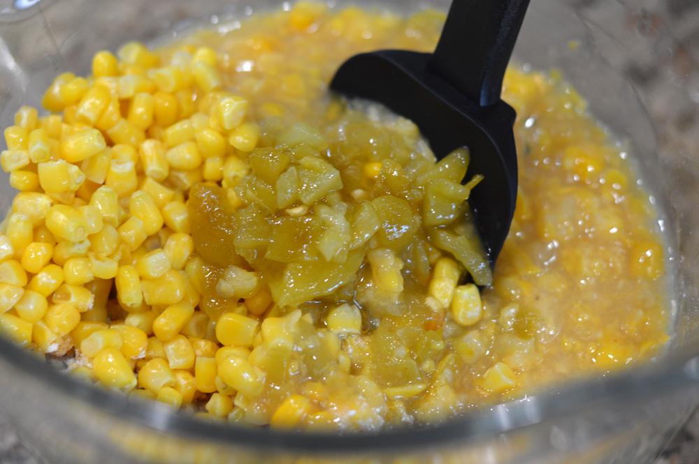 Mixing the corn for Vegan Corn Fritters