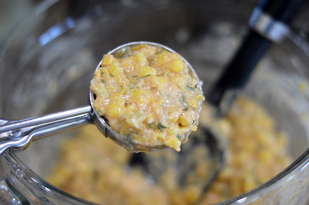 Cookies scoop full of batter for Vegan Corn Fritters