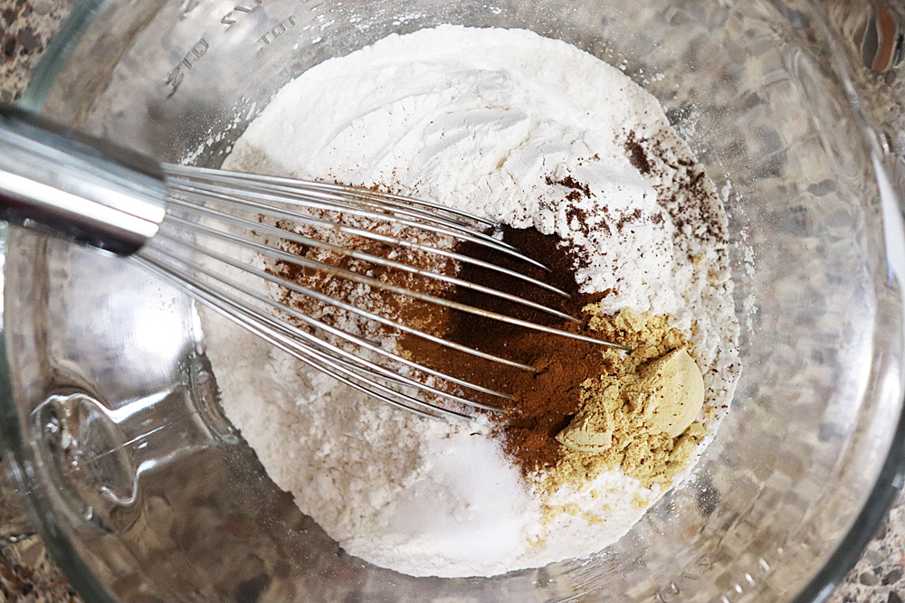 Whisking together the flour mixture