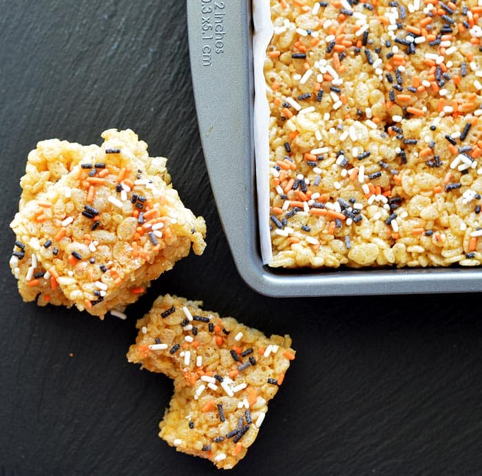 VEGAN Pumpkin Spice Rice Krispie Treats