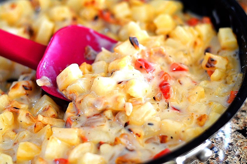 Cheesy Spiralized Potato Casserole - Dash Of Evans