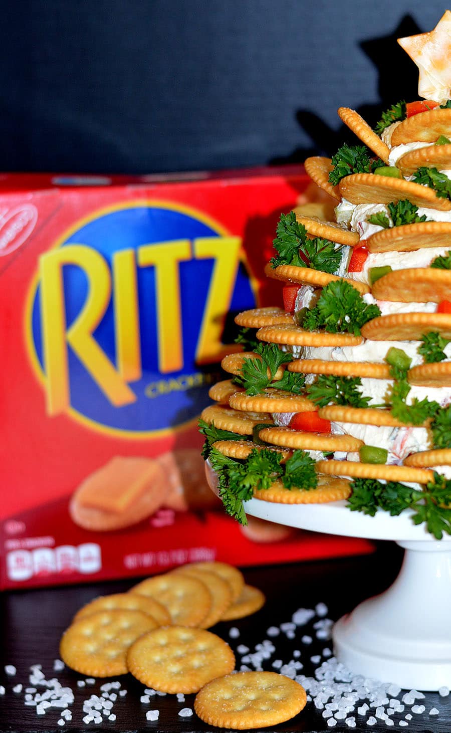 Holiday RITZ Crackers Veggie Cream Cheese Appetizer Tree