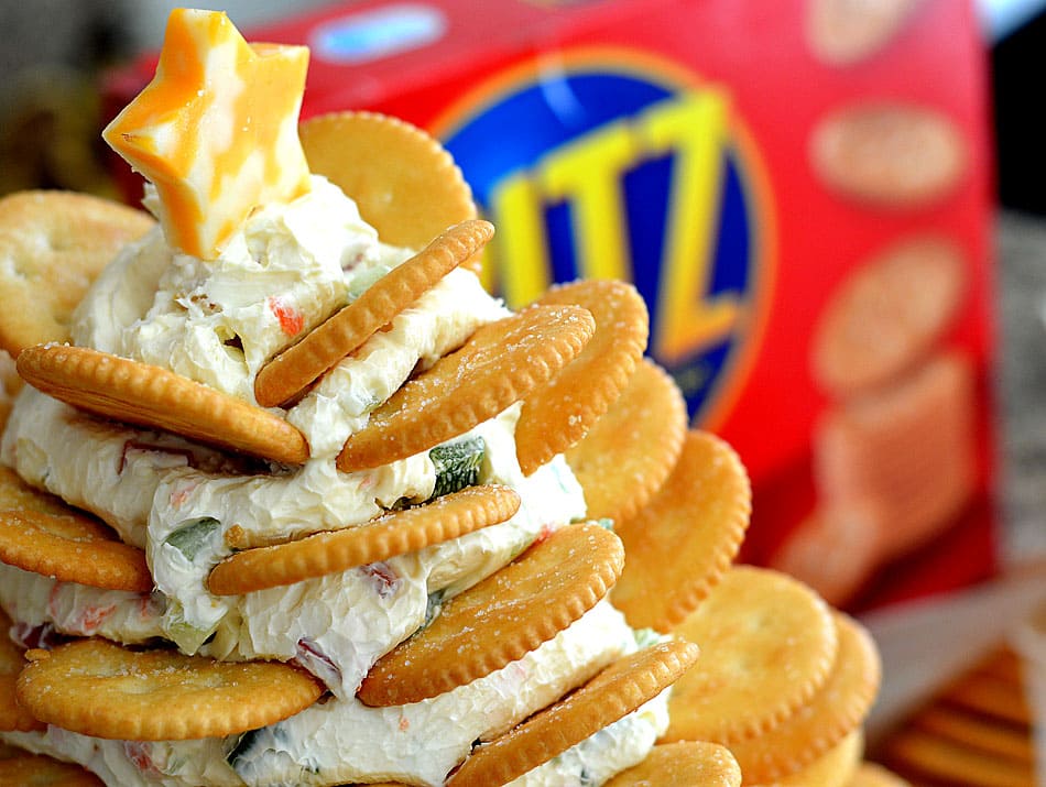 Holiday RITZ Crackers Veggie Cream Cheese Appetizer Tree