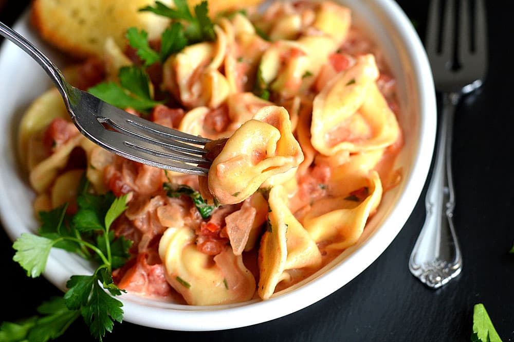 Tortellini with Tomato Cream Sauce