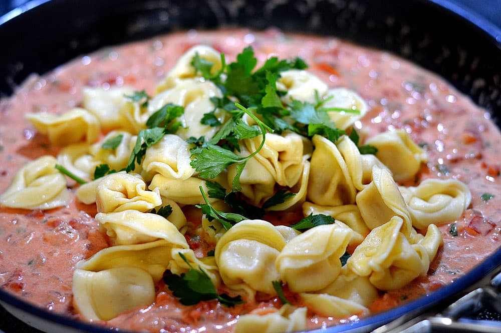 Tortellini with Tomato Cream Sauce - TheVegLife