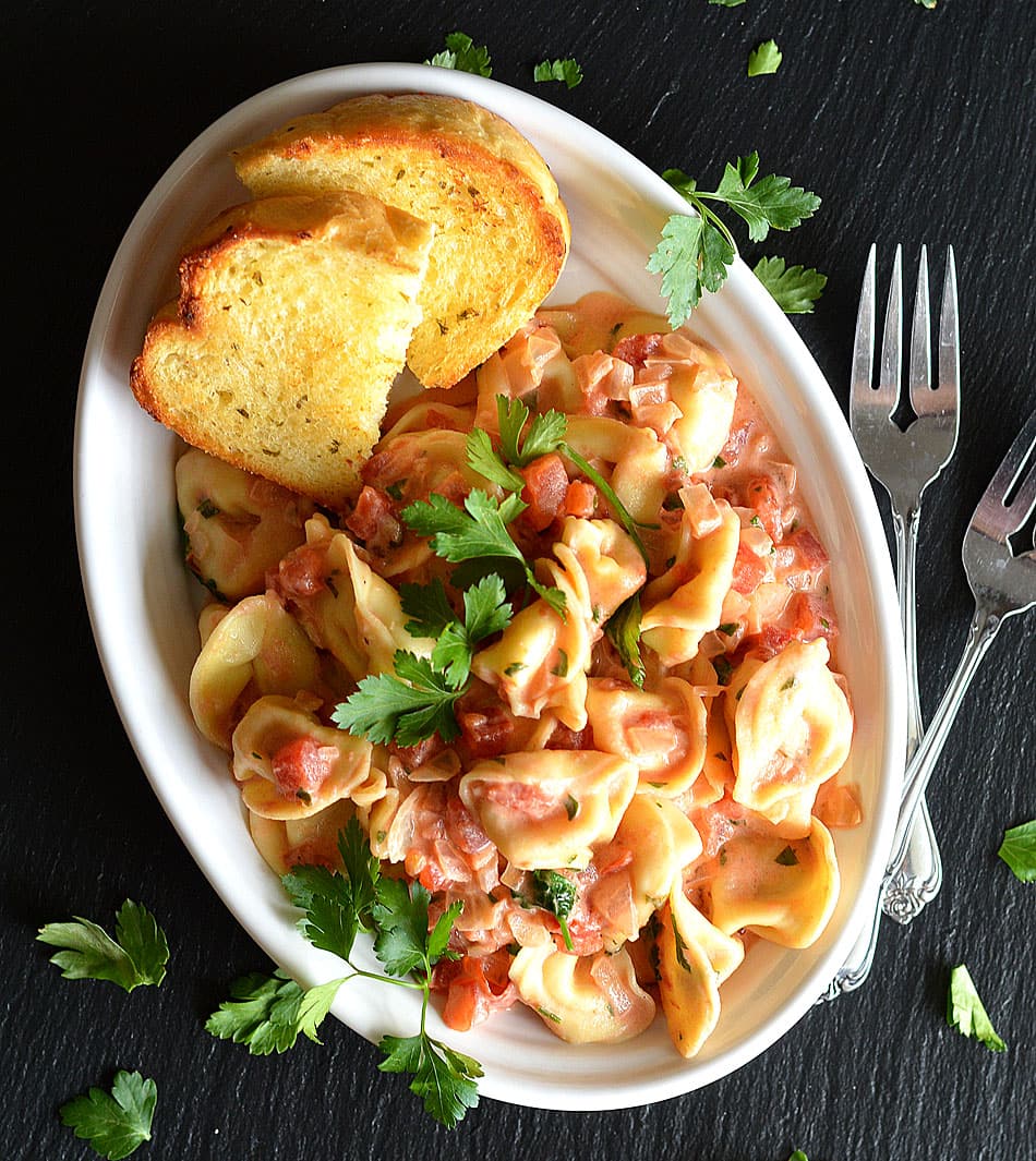 Tortellini with Tomato Cream Sauce - TheVegLife