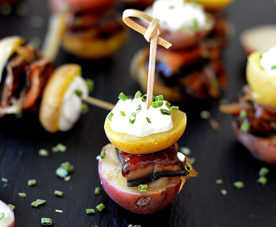 Barbecue Portobello Steak and Potato Bites