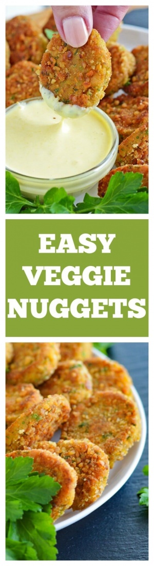 Veggie Nuggets with Vegan Honey Mustard Dipping Sauce