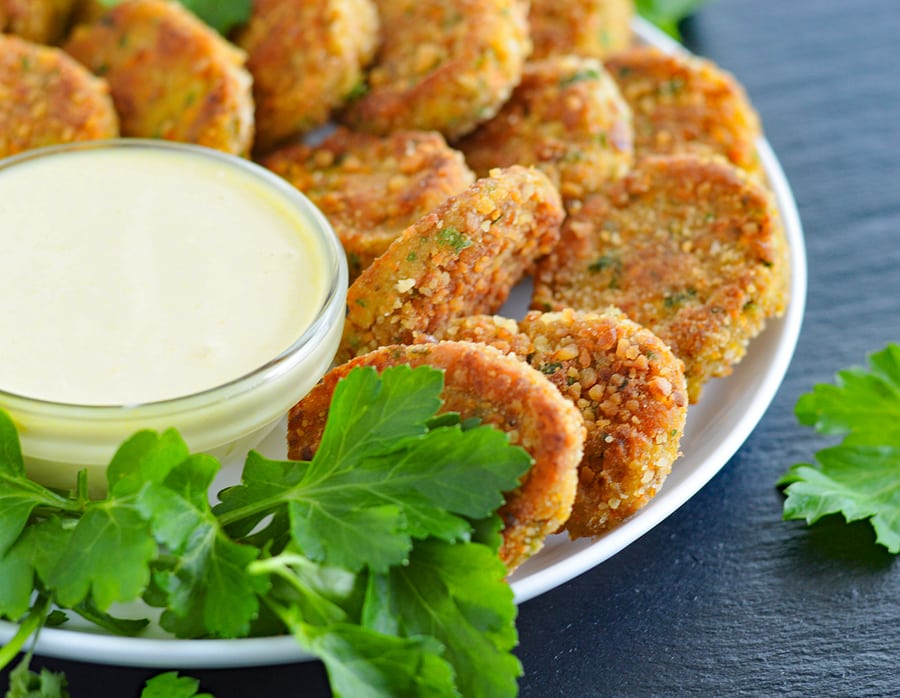 Veggie Nuggets with Vegan Honey Mustard Sauce