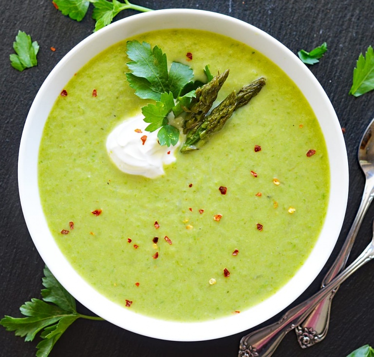 Vegan Roasted Garlic Asparagus Soup TheVegLife