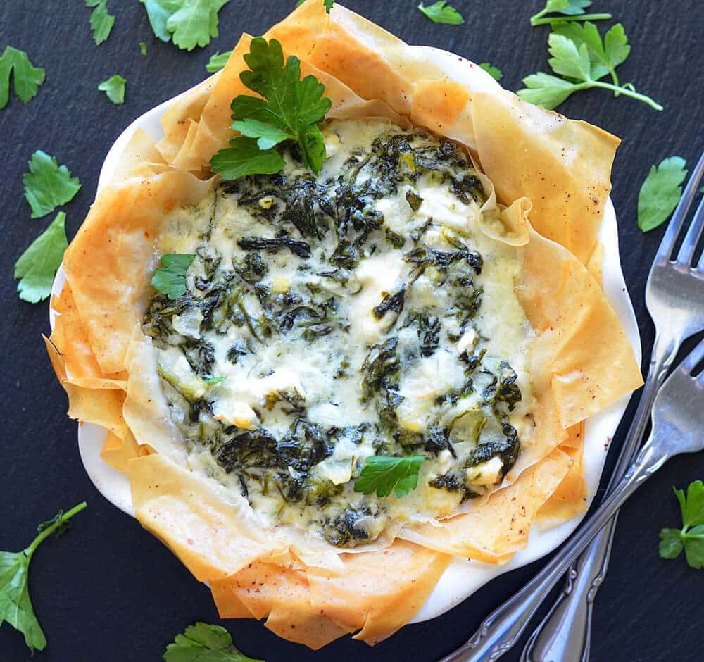 Vegan Creamed Spinach Phyllo Tart