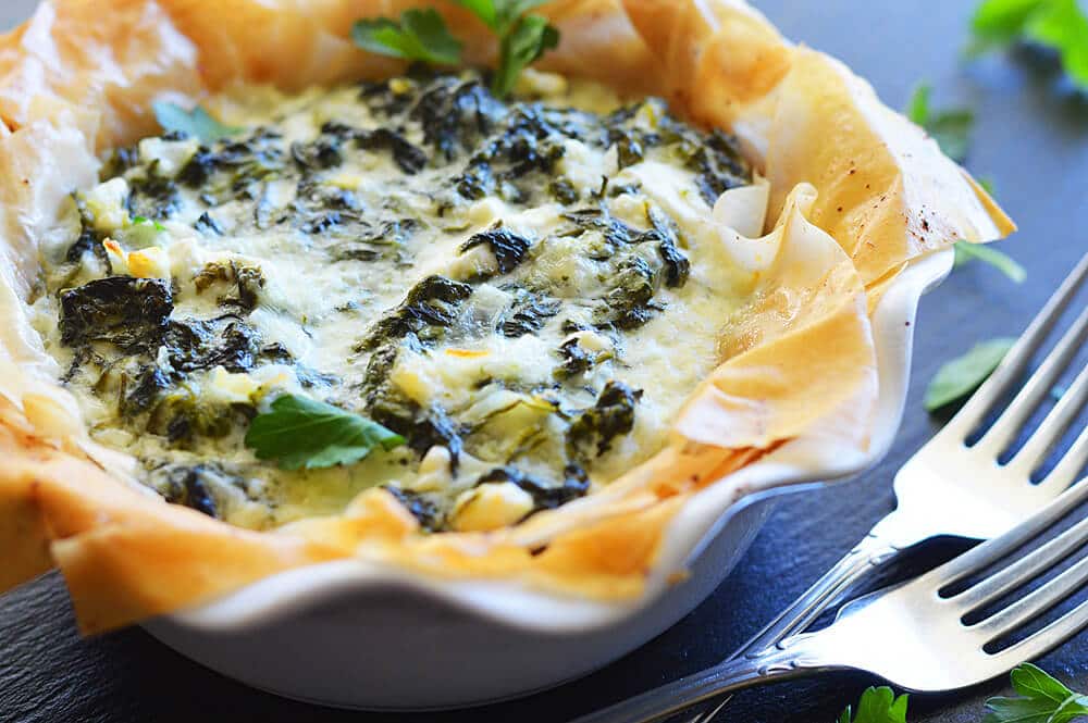 Vegan Creamed Spinach Phyllo Tart