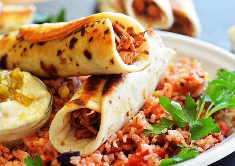 Jackfruit Flautas with Sweet Corn Sauce TheVegLife