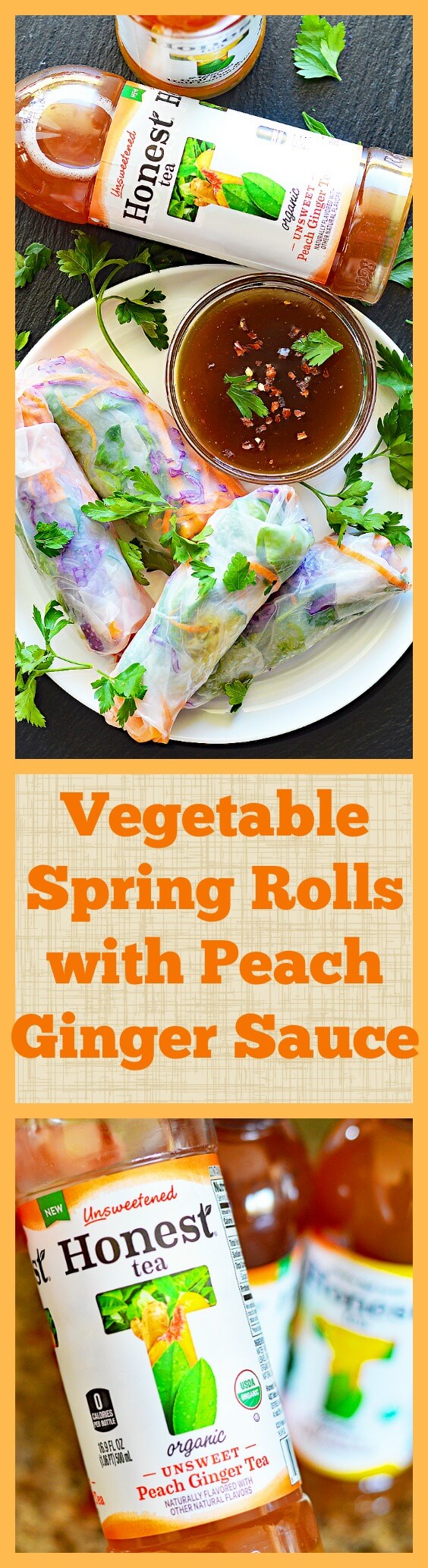 Long PINTEREST Vegetable Spring Rolls with Peach Ginger Dipping Sauce