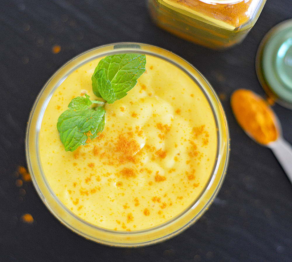 Vegan Turmeric Mango Smoothie Overhead