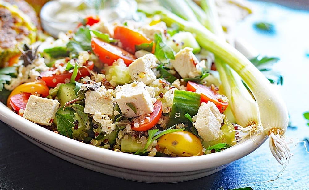 Vegan Quinoa Tabbouleh with Tofu Feta