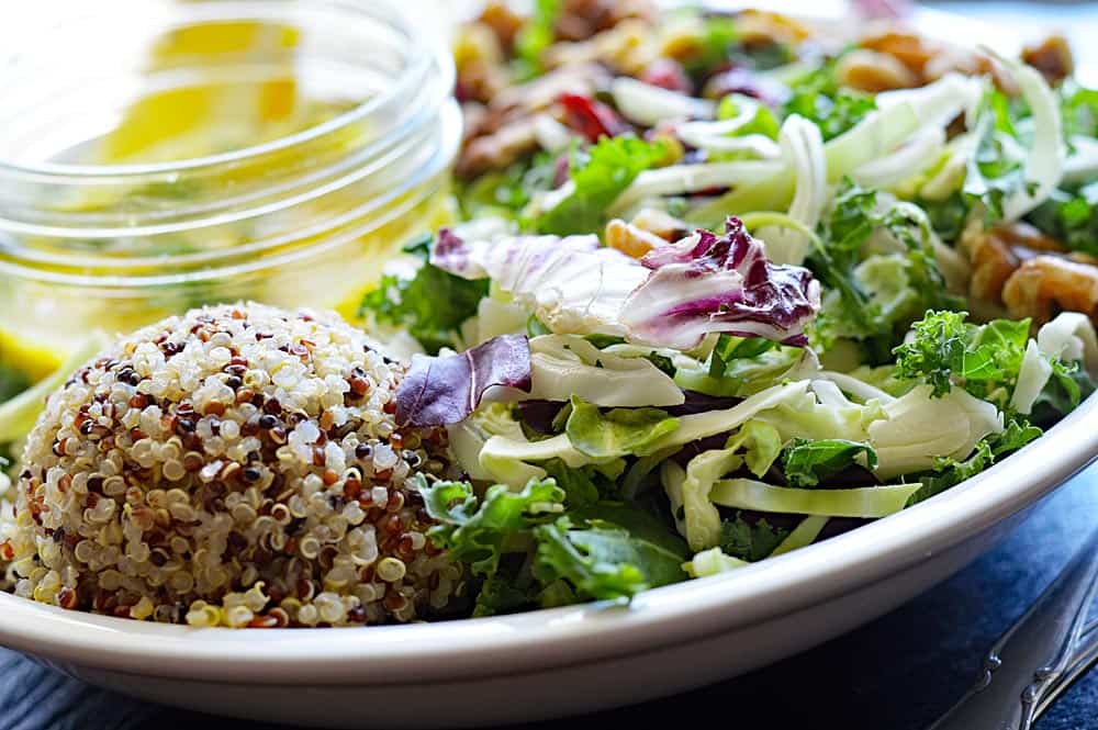 Kale & Quinoa Salad with Lemon Turmeric Tahini Dressing