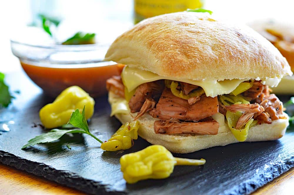 Peperoncini Jackfruit Sandwiches with Mushroom Au Jus