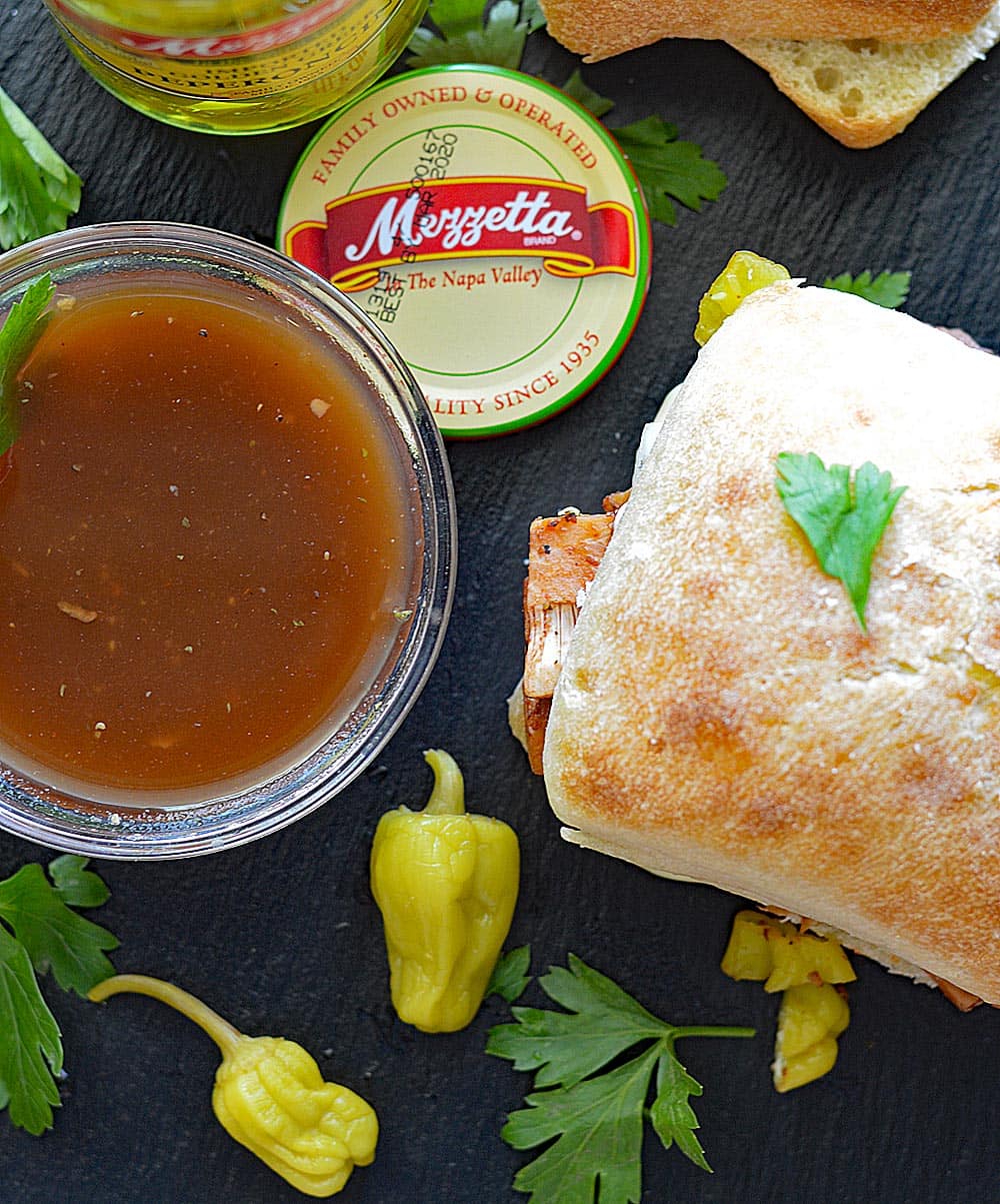 Peperoncini Jackfruit Sandwiches with Mushroom Au Jus