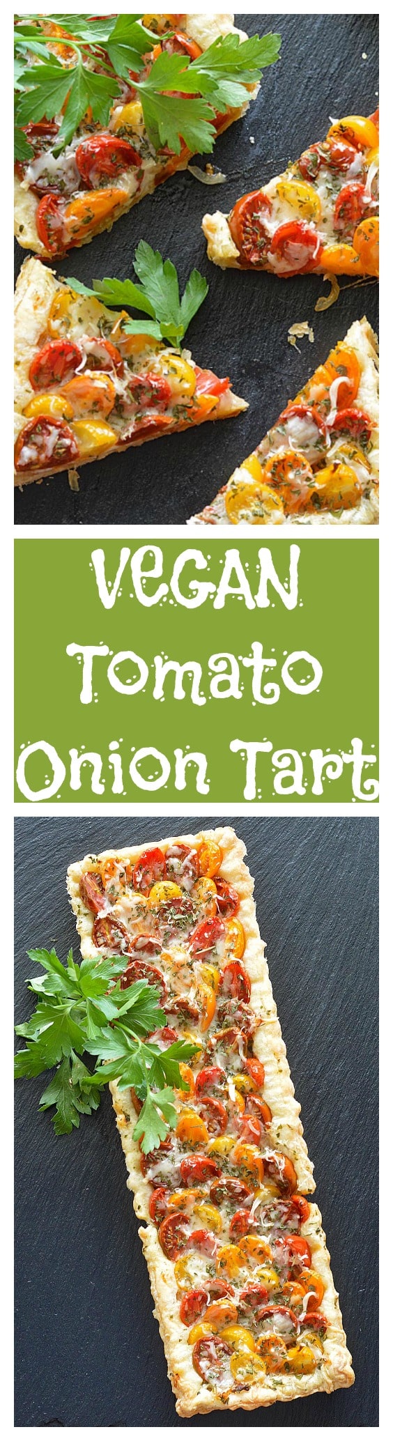 Vegan Tomato & Caramelized Onion Puff Pastry Tart