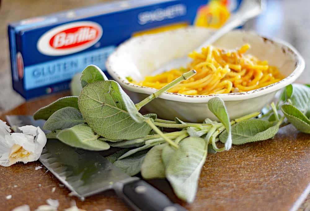 Creamy Vegan Gluten Free Pumpkin Pasta with Sage