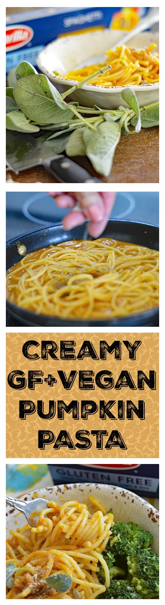 Creamy Vegan Gluten Free Pumpkin Pasta with Sage