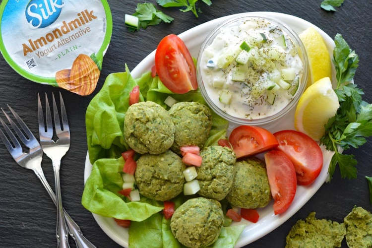 Baked Falafel with Silk-y Smooth Vegan Tzatziki