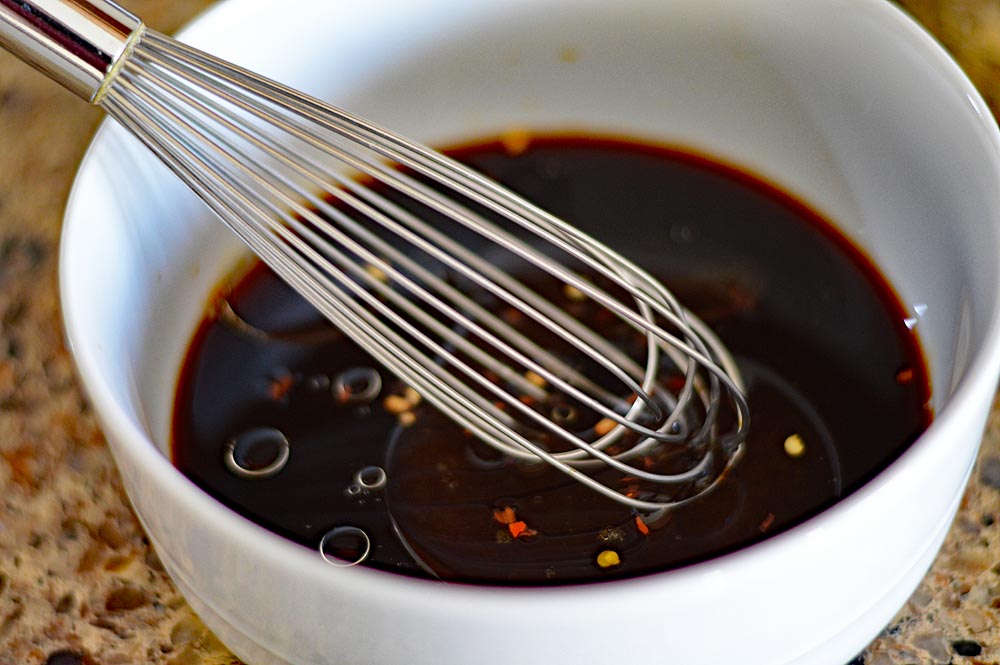 Whisk in the bowl of marinade