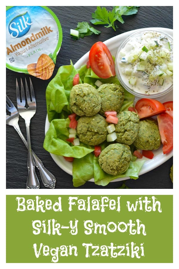 Baked Falafel with Silk-y Smooth Vegan Tzatziki PInterest Pic