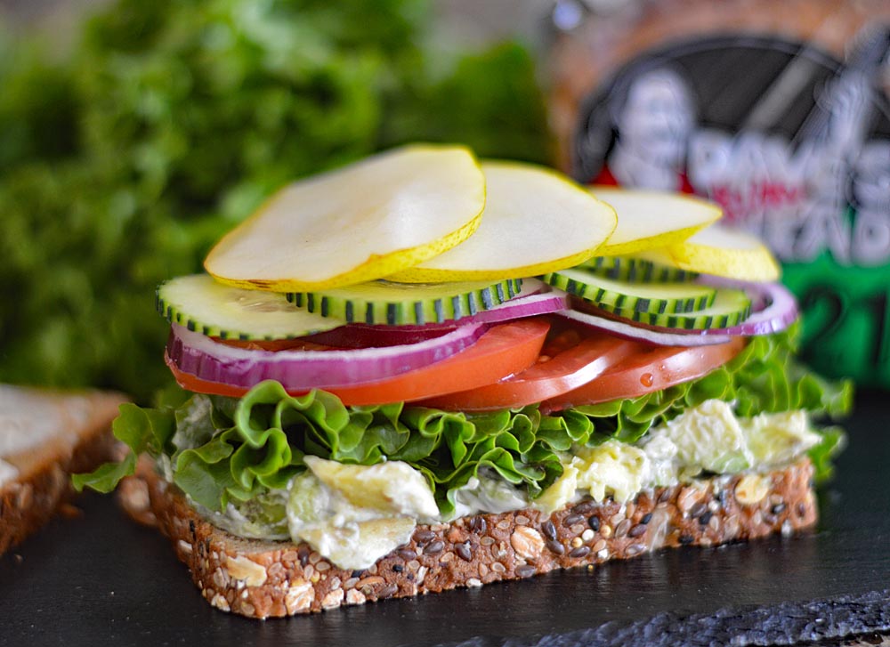 Loaded Veggie Club Sandwich featuring Dave's Killer Bread