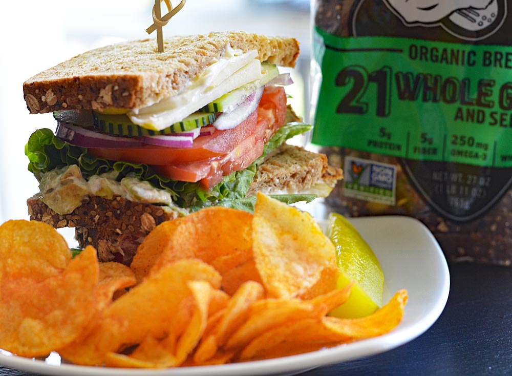 Loaded Veggie Club Sandwich featuring Dave's Killer Bread