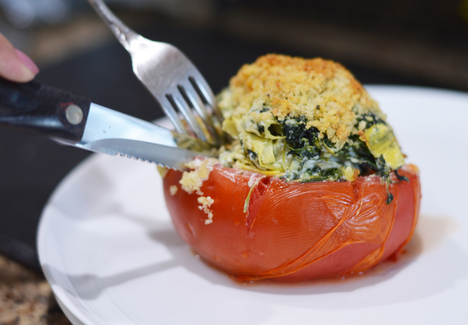 Spinach Artichoke Stuffed Tomatoes Recipe