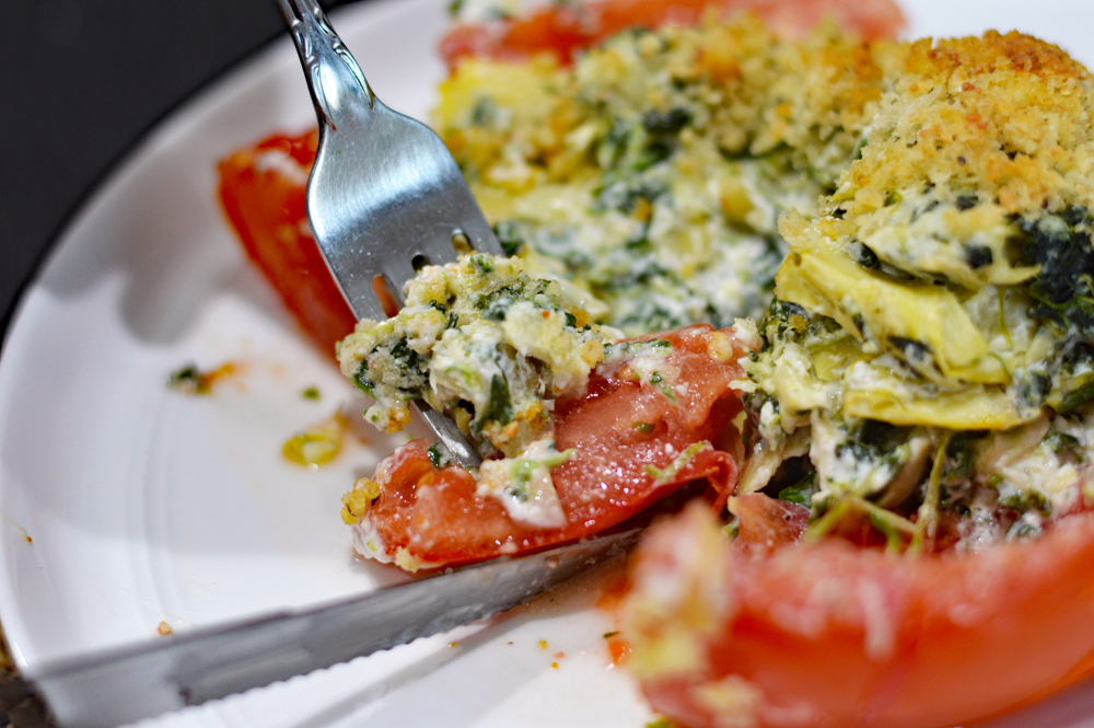 Spinach Artichoke Stuffed Tomatoes Recipe