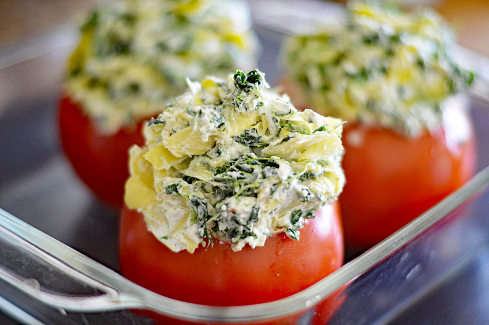 Spinach Artichoke Stuffed Tomatoes Recipe