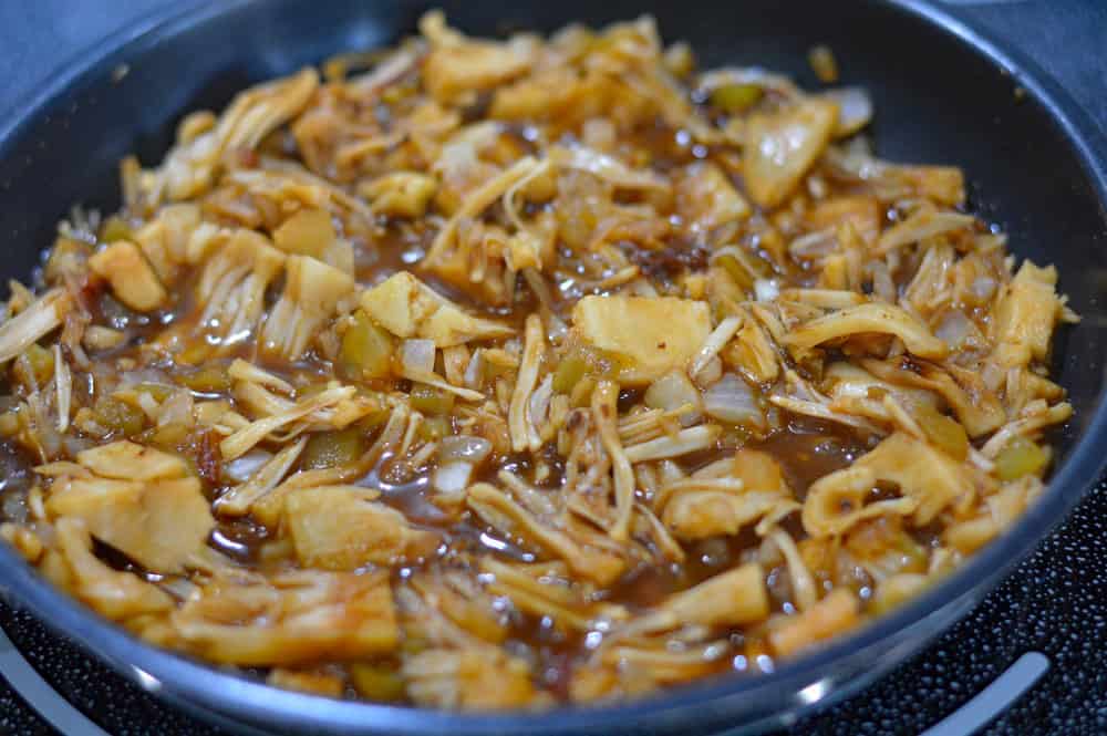 Cooking down the jackfruit and vegetable broth