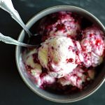 Overhead of Vegan Coconut Sweet Corn & Blackberry Swirl Ice Cream Recipe