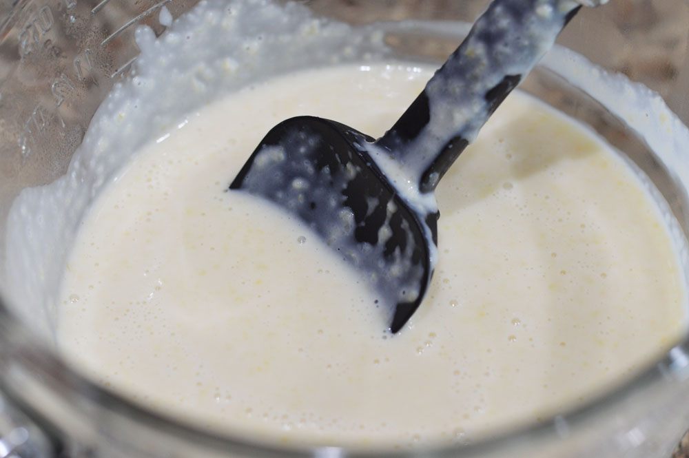 Corn and coconut milk liquids after pureeing